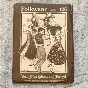 Folkwear 126 Vintage Sewing Pattern for Vests from Greece and Poland